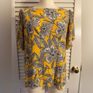 LOFT Petite Floral Short Sleeved Blouse- MP